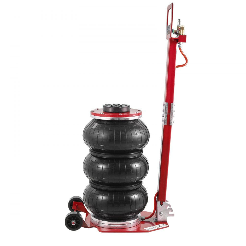 VEVOR Air Jack, 3 Ton/6600 lbs Triple Bag Air Jack, Airbag Jack with Six Steel Pipes, Lift up to 17.7", 3-5 s Fast Lifting Pneumatic Jack, with Adjustable Long Handle for Cars, Garages, Repair (Red)