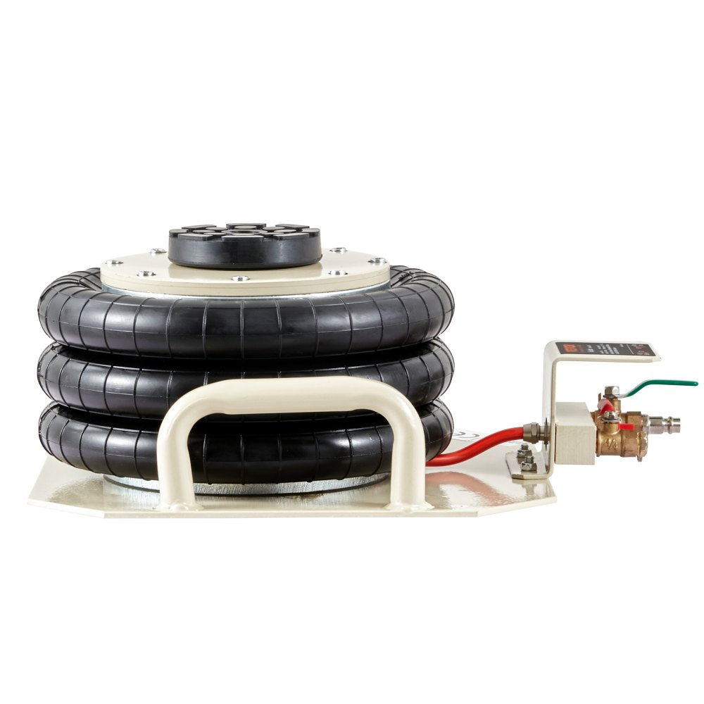 VEVOR Air Jack, 3 Ton/6600 lbs Triple Bag Air Jack, Airbag Jack with Six Steel Pipes, Lift up to 17.7 inch/450 mm, 3-5 s Fast Lifting Pneumatic Jack, with Side Handles for Car, Garage, Repair (White)