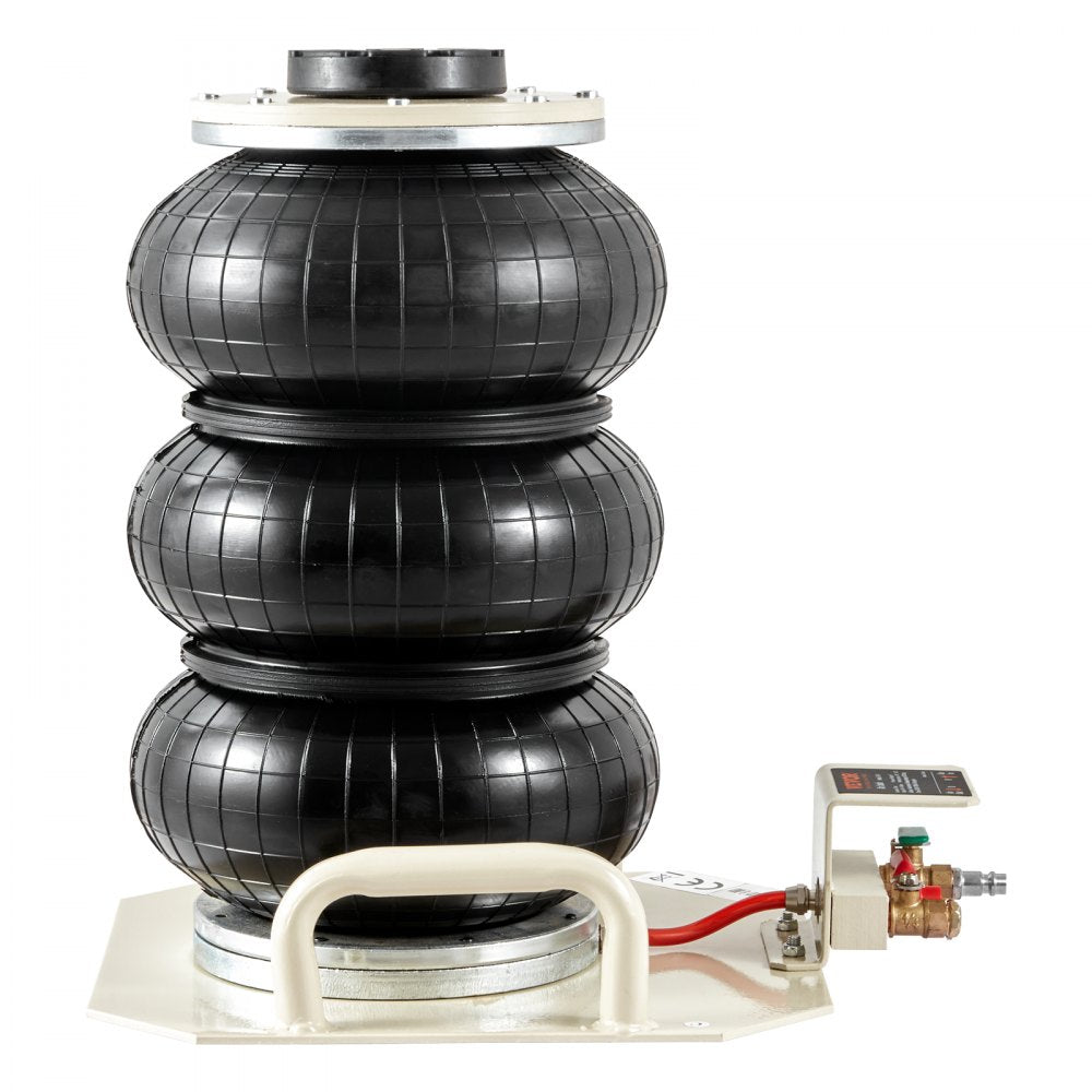 VEVOR Air Jack, 3 Ton/6600 lbs Triple Bag Air Jack, Airbag Jack with Six Steel Pipes, Lift up to 17.7 inch/450 mm, 3-5 s Fast Lifting Pneumatic Jack, with Side Handles for Car, Garage, Repair (White)