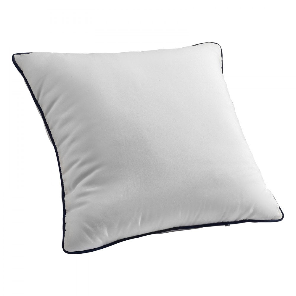 VEVOR 18 x 18 in Throw Pillow Inserts, Set of 2, Firm and Fluffy Decorative Down Alternative Pillows with Polyester Fiber, Square White Cushion with Zipper, for Indoor Bed Couch Sofa and Living Room