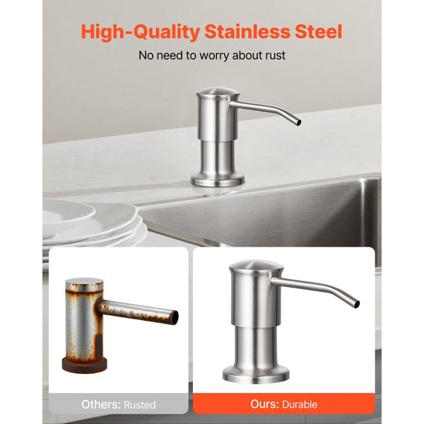 Vevor Built-In Soap Dispenser Stainless Steel Kitchen Sink Pump with 4 ...