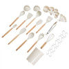VEVOR Kitchen Cooking Utensils Set, 34 PCS Silicone Spatula Set with Holder, 428°F Heat Resistant Gadget Spoons Tools, Wooden Handle Home Essentials Accessories, Silicone Gadgets Cookware, White