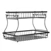 VEVOR 2 Tier Fruit Basket, Countertop Fruits Vegetable Bowl with Banana Hangers, Metal Wire Storage Stand for Kitchen Counter, Detachable Stackable Holder Organizer for Bread Snack Veggies, Black