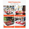 VEVOR Plastic Serving Trays, 2-Pack Grilling Prep and Serve Trays with Handles , 17x10.35 Inch Anti-Slip Melamine Food Tray, Ideal for BBQ, Kitchen, Cafeteria, Ottoman, Coffee Table, Black and Red