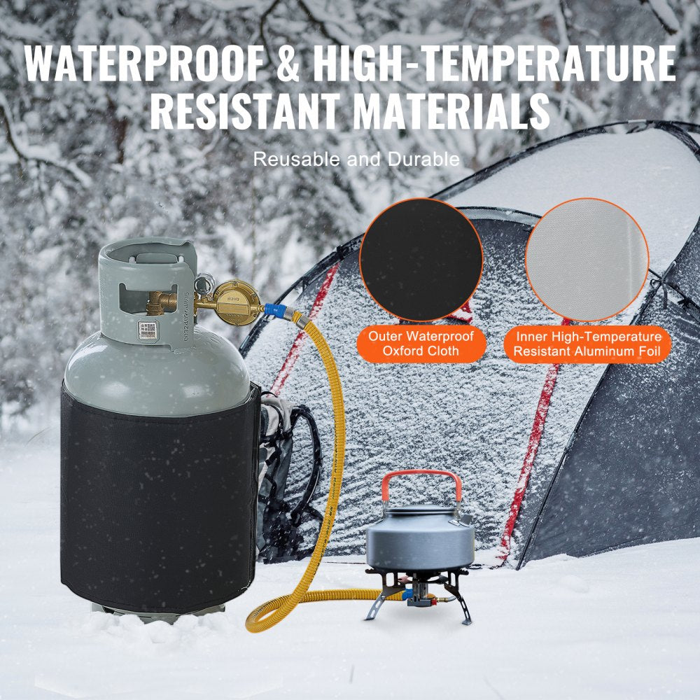 VEVOR Insulated Band Style Gas Cylinder Warmer, Fits 40 lbs Gas Tanks 120W Propane Heater, Fixed Internal Thermostat Max Temp 90 ℉, Durable Waterproof Oxford Fabric, FCC Listed