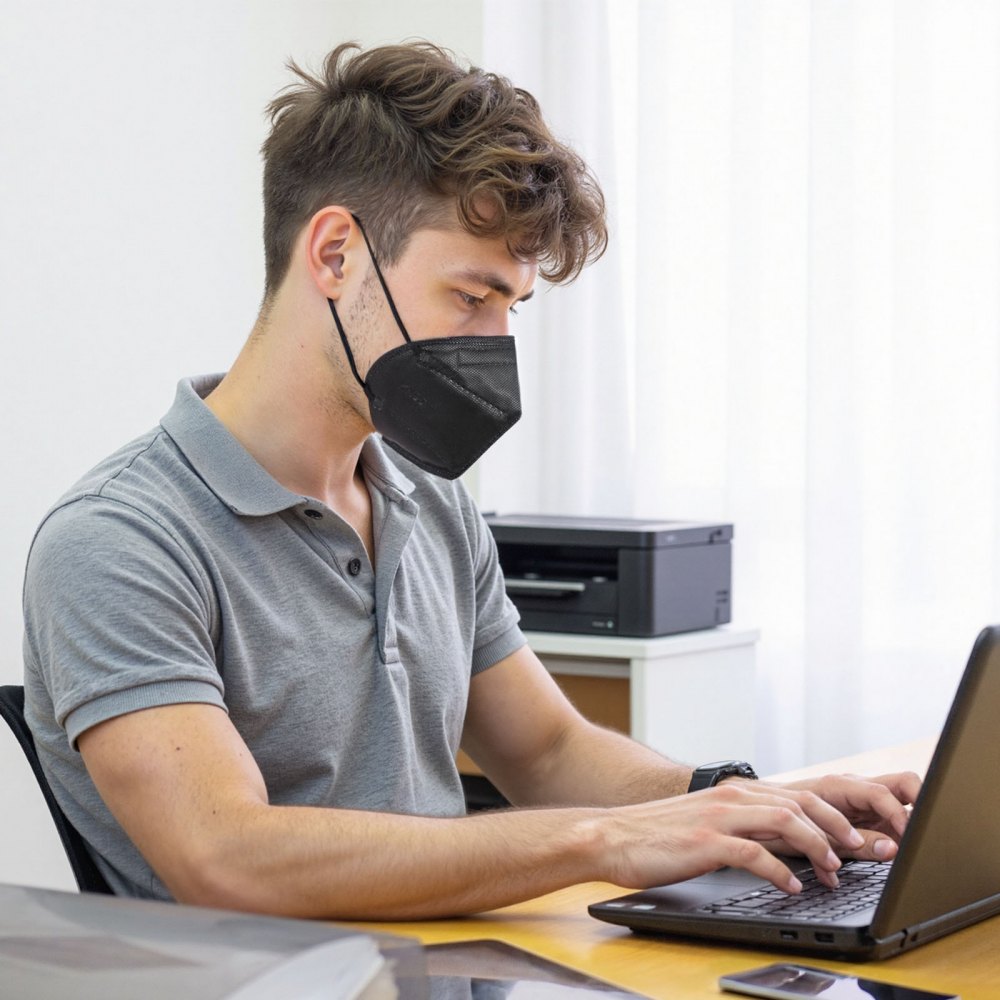 VEVOR KN95 Face Masks, 50 Pack KN95 Particulate Respirator Mask, Breathable and Disposable, Five-Layer Filtration Dust Masks, Pollen-Filtering Allergy Mask, for Workshop, Construction & Mall (Black)