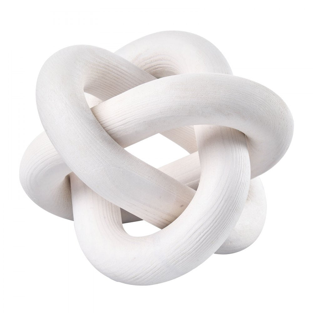 VEVOR Wood Chain Link Decor, 3 Link, Hand Carved Wooden Knot Decor, Coffee Table Decoration Modern Shelf Accents, Decorative Objects for Home Living Room Bedroom Entryway Farmhouse Bookshelf, White