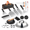 VEVOR 28PCS Griddle Accessories Kit, Flat Top Grill Accessory, Enlarged Spatula Gift Set, Stainless Steel Grilling Tools with Basting Cover, Tong, Burger Press, Carry Bag, for Outdoor BBQ Teppanyaki