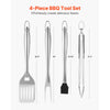 VEVOR Grilling Accessories, 4PCS BBQ Grill Tool Set, Heavy Duty Stainless Steel Barbecue Tools, Kitchen Utensils with Tong, Spatula, Fork, Brush, for Outdoor Grills, Gift for Father Men Husband