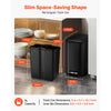 VEVOR Slim Bathroom Trash Can, 11.4 x 5.71 x 10.7 Inch Small Bedroom Trashcan with Step Pedal & Soft Close Lid, 6L Steel Garbage Can with Detachable Inner Bin, for Kitchen, Home, Dorm, Office, Black