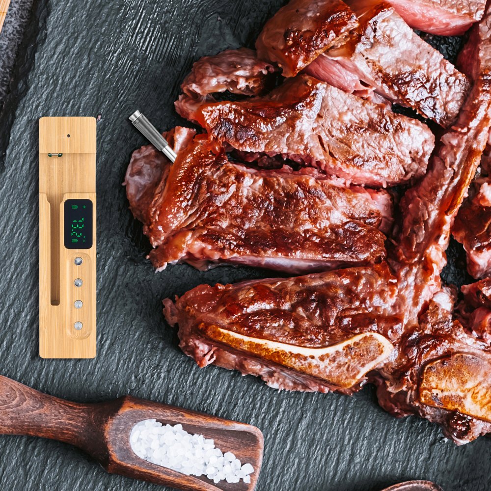 VEVOR Wireless Meat Thermometer, 500 ft Range Wireless Bluetooth Meat Thermometer, Digital Cooking Food Meat Thermometer, Waterproof Smart Meat Probe with One Probe, for Grilling, Smoker, BBQ & Oven