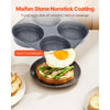 VEVOR Egg Pan, 4-Cup Nonstick Egg Frying Pan, Aluminum Breakfast Omelette Skillet for Pancakes, Hamburgers, Sandwiches, with Lid, Oil Brush, Scraper, Compatible with Gas Stove & Induction Cookware
