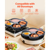 VEVOR Egg Pan, 4-Cup Nonstick Egg Frying Pan, Aluminum Breakfast Omelette Skillet for Pancakes, Hamburgers, Sandwiches, with Lid, Oil Brush, Scraper, Compatible with Gas Stove & Induction Cookware
