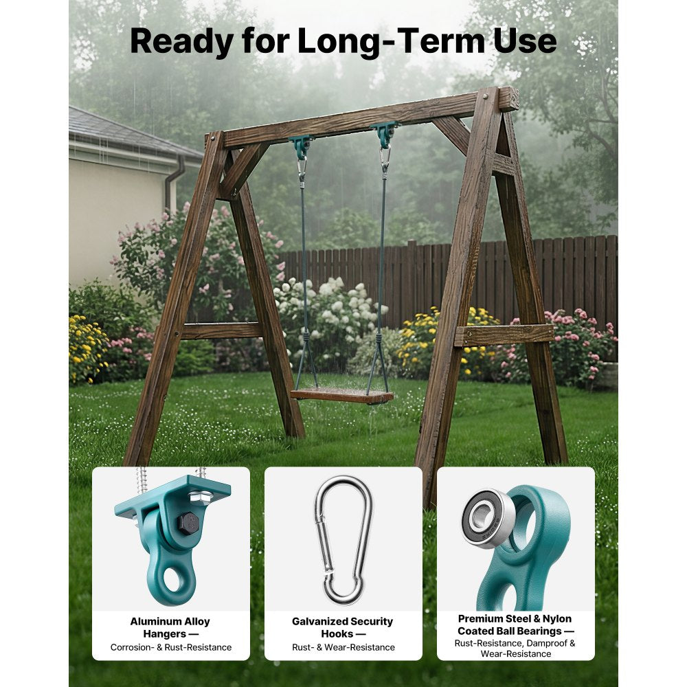 VEVOR Swing Hangers, 4 Pack Heavy Duty Swing Brackets, 5000 lbs Capacity, Screws Bolts Included, Smooth Dual Bearing, Aluminum Alloy Hangers, for Playground Porch Yoga Chair Wooden Indoor Outdoor