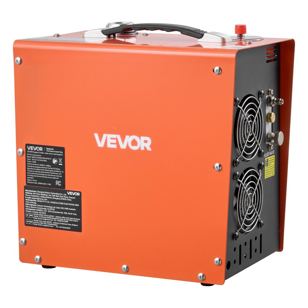 VEVOR PCP Air Compressor, 5800PSI/40 MPa PCP Airgun Compressor Auto Stop with Built-in Converter, Water & Fan Cooling, 350W DC12V/AC120V Portable Paintball Tank Compressor for Air Rifle, Scuba Bottles