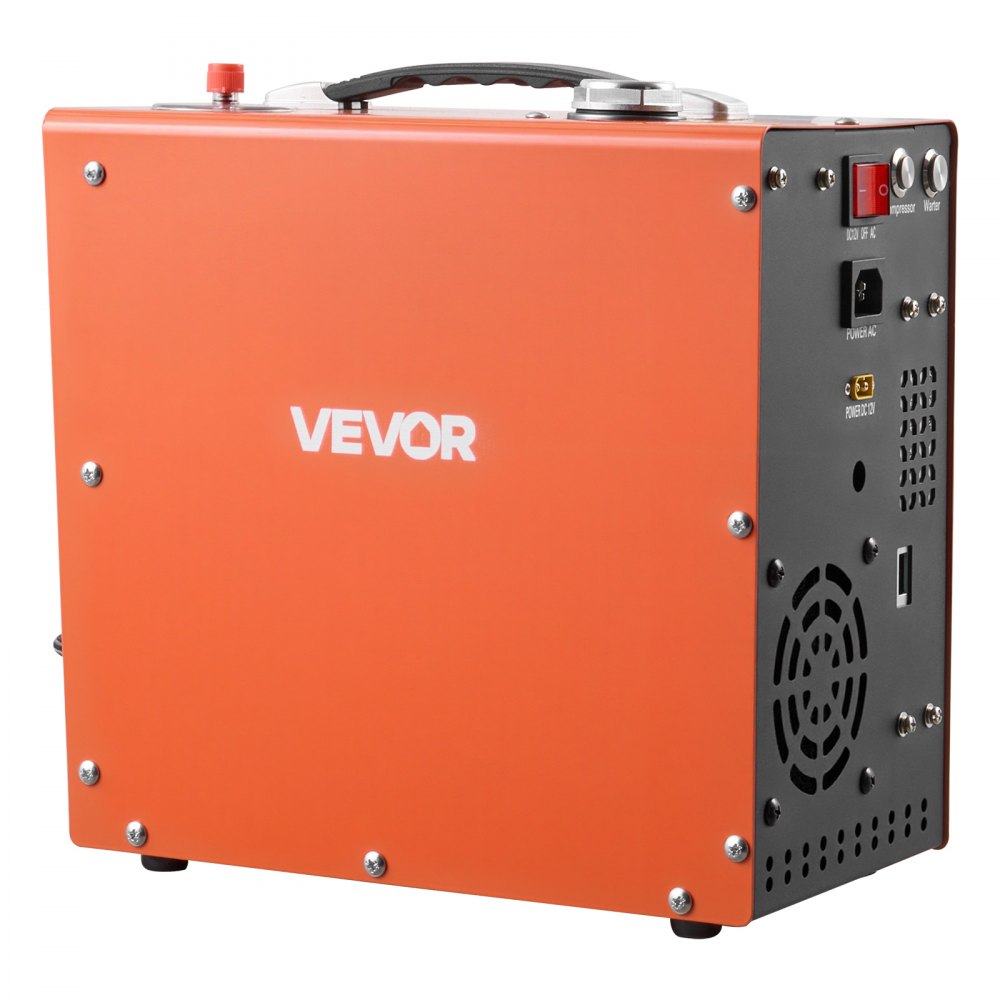 VEVOR PCP Air Compressor, 5800PSI/40 MPa PCP Airgun Compressor Auto Stop with Built-in Converter, Water & Fan Cooling, 350W DC12V/AC120V Portable Paintball Tank Compressor for Air Rifle, Scuba Bottles