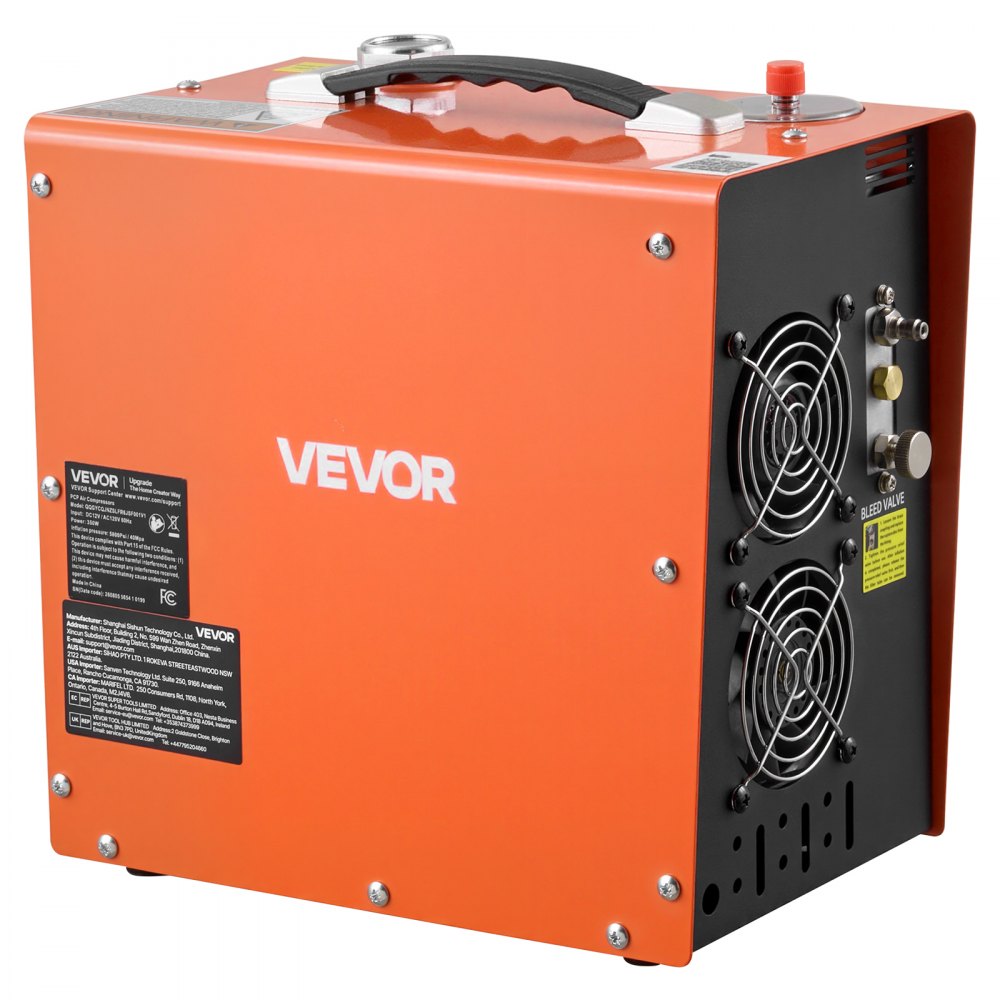 VEVOR PCP Air Compressor, 5800PSI/40 MPa PCP Airgun Compressor Auto Stop with Built-in Converter, Water & Fan Cooling, 350W DC12V/AC120V Portable Paintball Tank Compressor for Air Rifle, Scuba Bottles