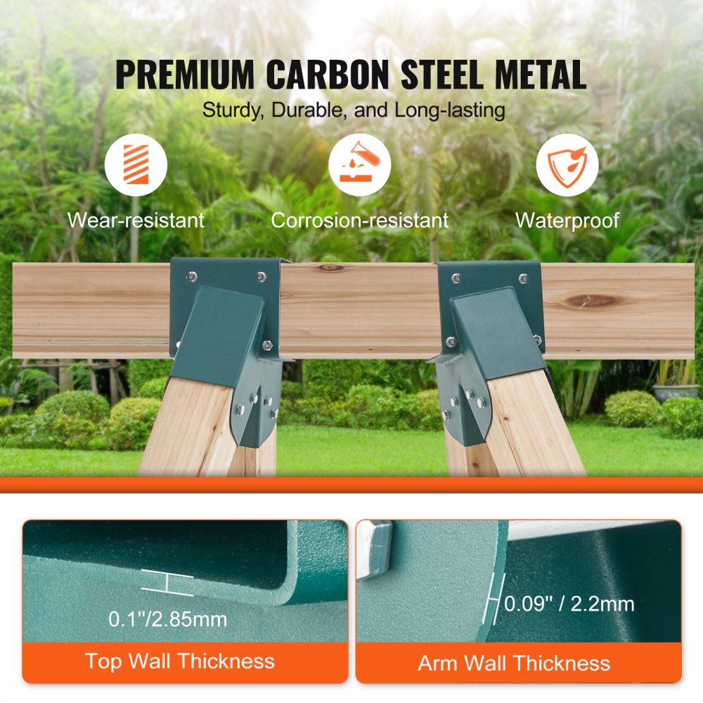 VEVOR A-Frame Middle Swing Set Brackets, Heavy Duty Carbon Steel Swing with Mounting Hardware, DIY Swing Bracket Swing Kit for 4x4  (actual 3.7" x 3.7") Legs & 4x6 (3.7" x 5.7")Beam, Green (2 Pcs)