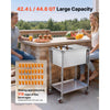 VEVOR Rolling Ice Chest Cooler Cart Stainless Steel Cooling Bin 44.8 Quart, Outdoor Stand Up Cooler Trolley with Wheels, Sliding Lid, Shelf, for Patio Backyard Party Bar Cold Drinks, 26x19.9x38.8 in