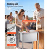 VEVOR Rolling Ice Chest Cooler Cart Stainless Steel Cooling Bin 44.8 Quart, Outdoor Stand Up Cooler Trolley with Wheels, Sliding Lid, Shelf, for Patio Backyard Party Bar Cold Drinks, 26x19.9x38.8 in