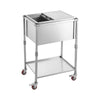 VEVOR Rolling Ice Chest Cooler Cart Stainless Steel Cooling Bin 44.8 Quart, Outdoor Stand Up Cooler Trolley with Wheels, Sliding Lid, Shelf, for Patio Backyard Party Bar Cold Drinks, 26x19.9x38.8 in