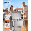 VEVOR Rolling Ice Chest Cooler Cart Stainless Steel Cooling Bin 57.7 Quart, Outdoor Stand Up Cooler Trolley with Wheels, Flip Lid, and Shelf, for Patio Backyard Party Bar Cold Drinks, 22x17.9x39.5 in