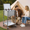 VEVOR Rolling Ice Chest Cooler Cart Stainless Steel Cooling Bin 57.7 Quart, Outdoor Stand Up Cooler Trolley with Wheels, Flip Lid, and Shelf, for Patio Backyard Party Bar Cold Drinks, 22x17.9x39.5 in