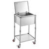 VEVOR Rolling Ice Chest Cooler Cart Stainless Steel Cooling Bin 57.7 Quart, Outdoor Stand Up Cooler Trolley with Wheels, Flip Lid, and Shelf, for Patio Backyard Party Bar Cold Drinks, 22x17.9x39.5 in