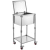 VEVOR Rolling Ice Chest Cooler Cart Stainless Steel Cooling Bin 57.7 Quart, Outdoor Stand Up Cooler Trolley with Wheels, Flip Lid, and Shelf, for Patio Backyard Party Bar Cold Drinks, 22x17.9x39.5 in
