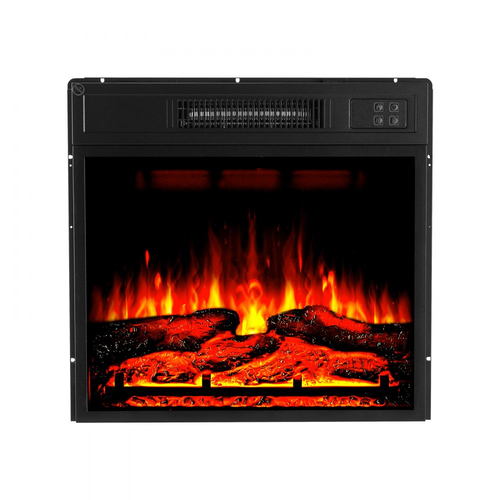 VEVOR Electric Fireplace Insert, 18 inch Recessed and Wall Mounted with Adjustable 3 Flame Brightness Levels & 24h Timer & Remote Control, Indoor Heater w/ Overheat Protection, 5000BTU Black