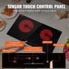 VEVOR Electric Cooktop, 24 inch 2 Burners Built-in Electric Stove Top, 1800W Ceramic Top Radiant Cooktop with Glass Panel, Touch Control, Timer, Child Lock, 9 Heat Level, Residual Heat Indicator, 120V