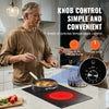 VEVOR Electric Cooktop, 12 inch 2 Burners Built-in Electric Stove Top, 3000W Ceramic Top Radiant Cooktop, with Glass Panel, Knob Control, 11 Heat Levels, 220-240V, Hard Wire (No Plug)