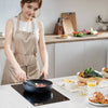 VEVOR Electric Cooktop, 12 inch 2 Burners Built-in Electric Stove Top, 3000W Ceramic Top Radiant Cooktop, with Glass Panel, Knob Control, 11 Heat Levels, 220-240V, Hard Wire (No Plug)