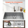 VEVOR 33-inch Kitchen Undermount Single Bowl Sinks, Stainless Steel Drop-In Farmhouse Basin with Ledge & Accessories, Household Dishwasher Sinks for RV, Prep Kitchen, Laundry Room, Bar