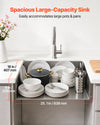 VEVOR 27-inch Kitchen Undermount Single Bowl Sinks, Stainless Steel Drop-In Farmhouse Basin with Accessories, Household Dishwasher Sinks for RV, Prep Kitchen, Laundry Room, Bar