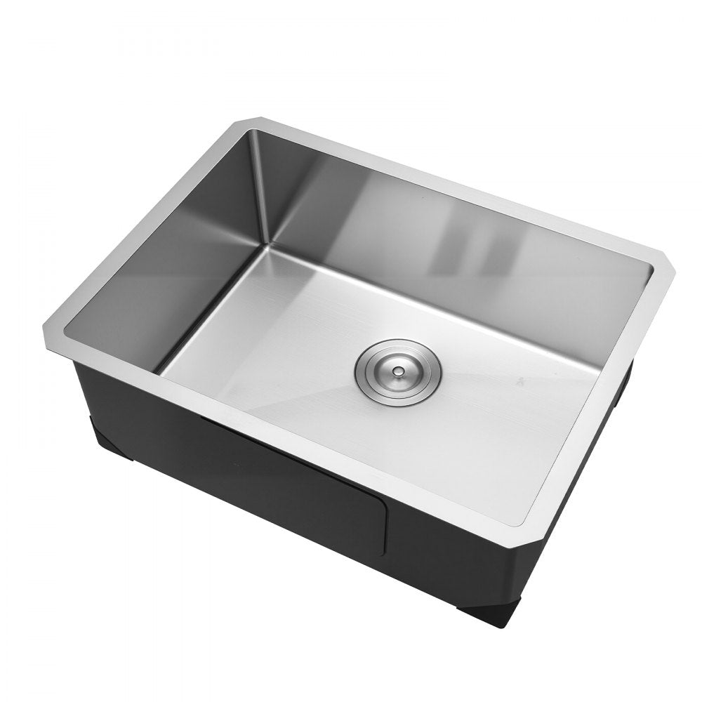 VEVOR 24-inch Kitchen Undermount Single Bowl Sinks, Stainless Steel Drop-In Farmhouse Basin with Accessories, Household Dishwasher Sinks for RV, Prep Kitchen, Laundry Room, Bar