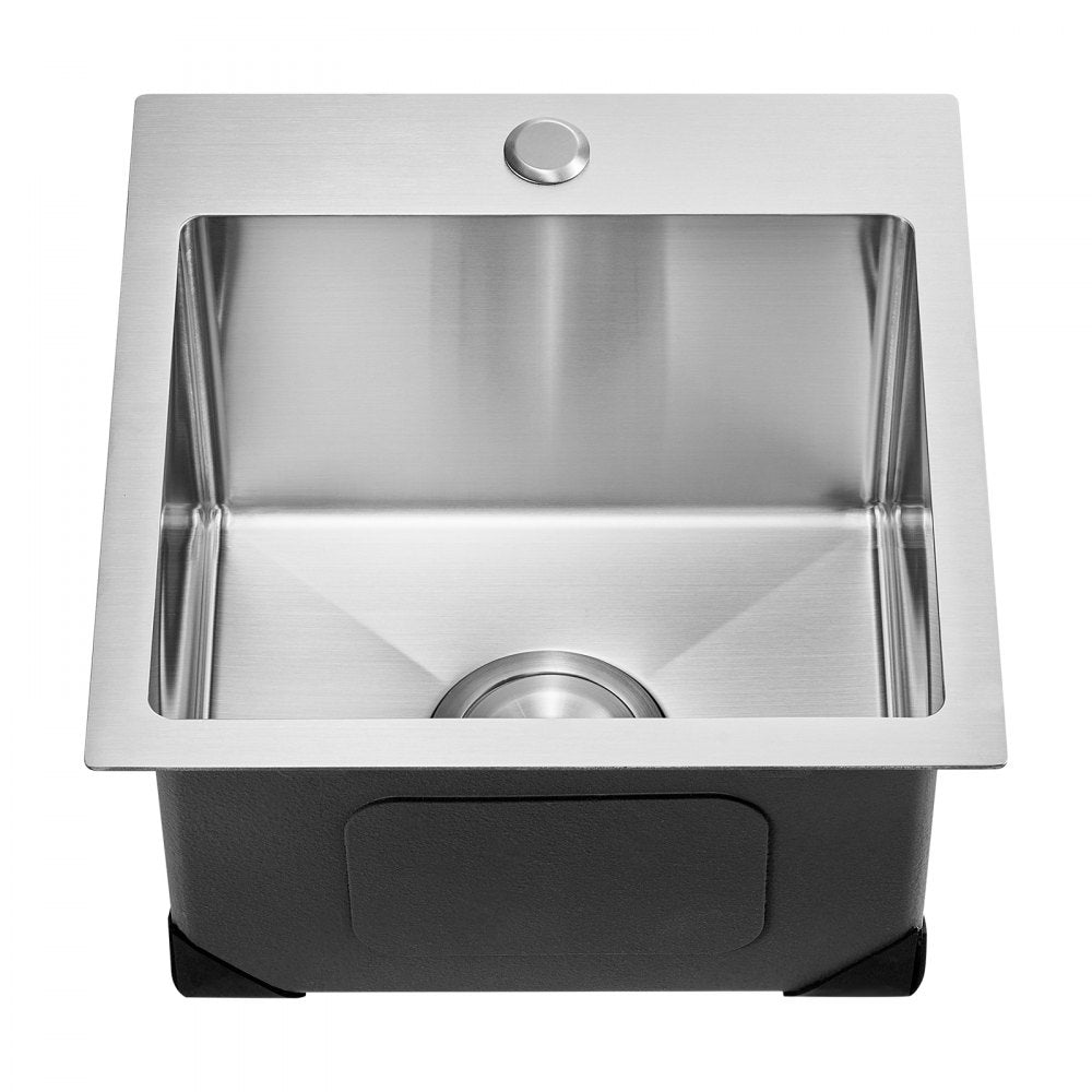 VEVOR 15 inch Kitchen Sink Workstation, 304 Stainless Steel Top Mount Sinks, Drop-In Single Bowl Farmhouse Basin with Accessories, Household Dishwasher Sinks for RV, Prep Kitchen, Laundry Room, Bar