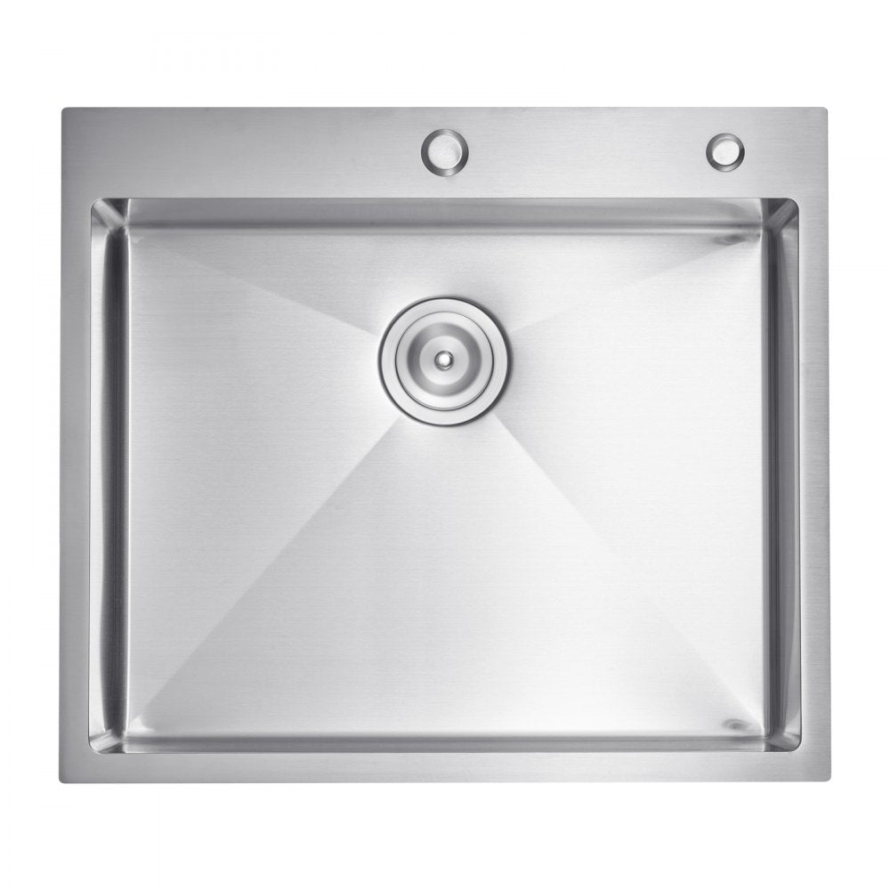 VEVOR 25 inch Kitchen Sink Workstation, 304 Stainless Steel Top Mount Sinks, Drop-In Single Bowl Farmhouse Basin with Accessories, Household Dishwasher Sinks for RV, Prep Kitchen, Laundry Room, Bar