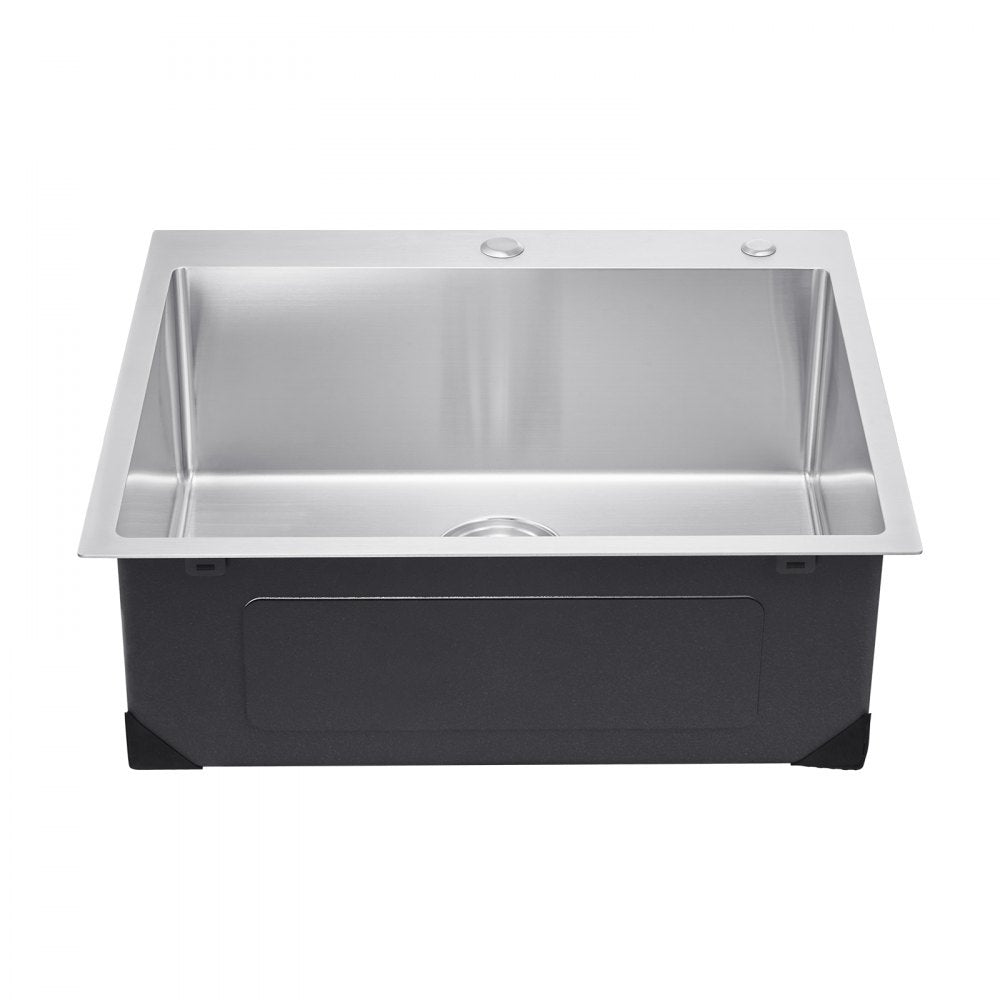 VEVOR 25 inch Kitchen Sink Workstation, 304 Stainless Steel Top Mount Sinks, Drop-In Single Bowl Farmhouse Basin with Accessories, Household Dishwasher Sinks for RV, Prep Kitchen, Laundry Room, Bar