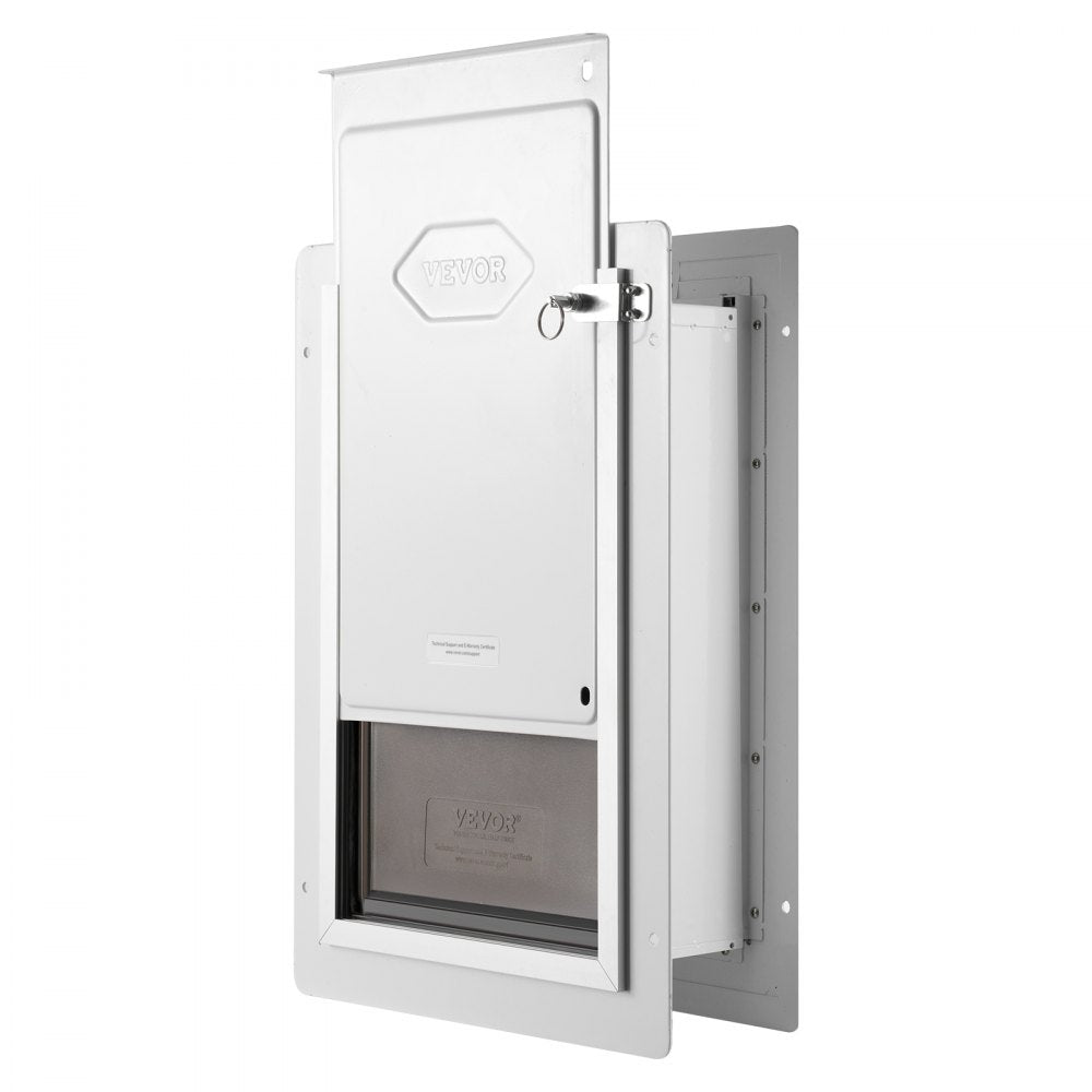 VEVOR Pet Door, 14.25" x 21.1" Metal Frame with Lock and 3-Flap System, Weatherproof Doggy Door, Easy to Install in Interior or Exterior Walls, Pet Door Suitable for Cat Doggie Kitties (White-Large)