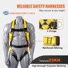 VEVOR Safety Harness, Full Body Harness, Safety Harness Fall Protection with Added Padding, and Side Rings and Dorsal D-Rings and a Lanyard, ANSI/ASSE Z359.11-2014, 160 lbs Max Weight, S