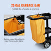 VEVOR Cleaning Cart, 3-Shelf Commercial Janitorial Cart, 200 lbs Capacity Plastic Housekeeping Cart, with 25 Gallon PVC Bag, 47 x 20 x 38.6in, Yellow & Black