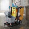 VEVOR Cleaning Cart, 3-Shelf Commercial Janitorial Cart, 200 lbs Capacity Plastic Housekeeping Cart, with 25 Gallon PVC Bag, 47 x 20 x 38.6in, Yellow & Black