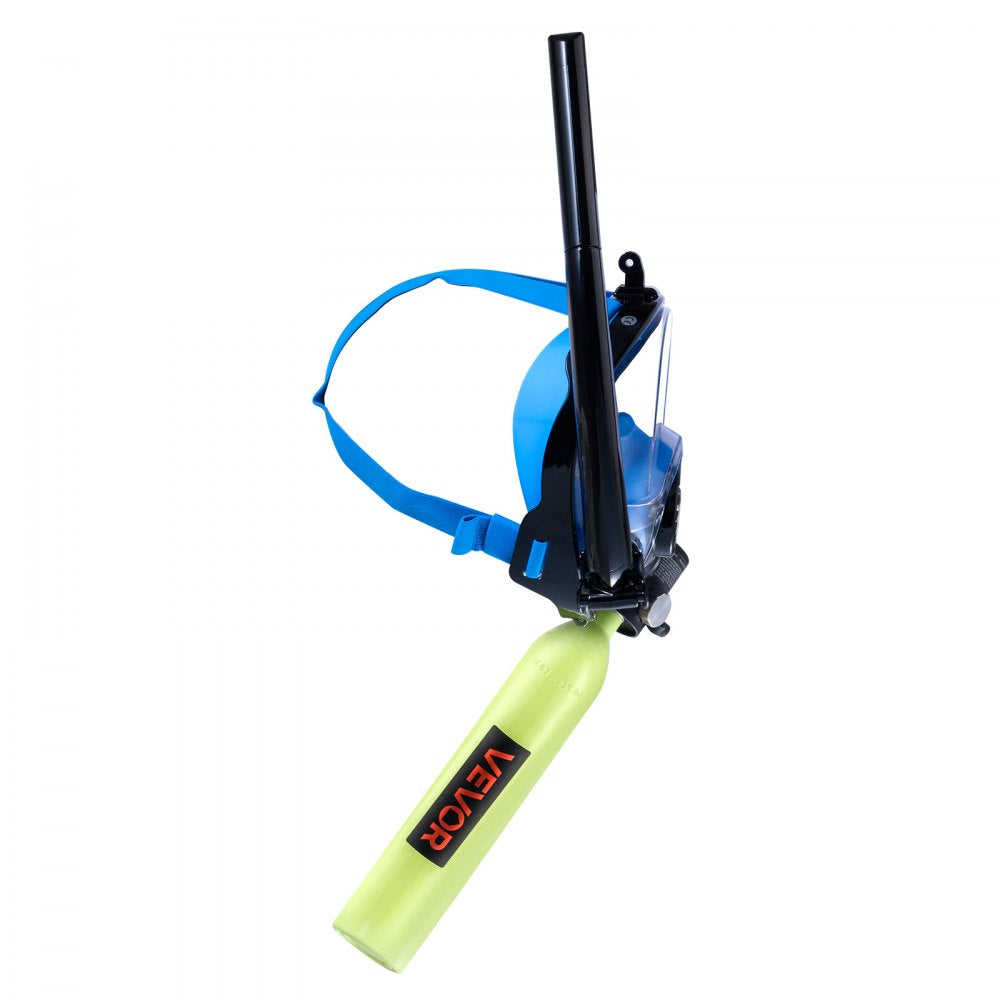 VEVOR Mini Scuba Tank with Sub-Mask, 0.5L Portable Small Diving Tank for Underwater Breathing, Reusable Lung Diving Cylinder up to 10 Minutes Dive Time, Emergency Rescue Pony Bottle for Snorkeling