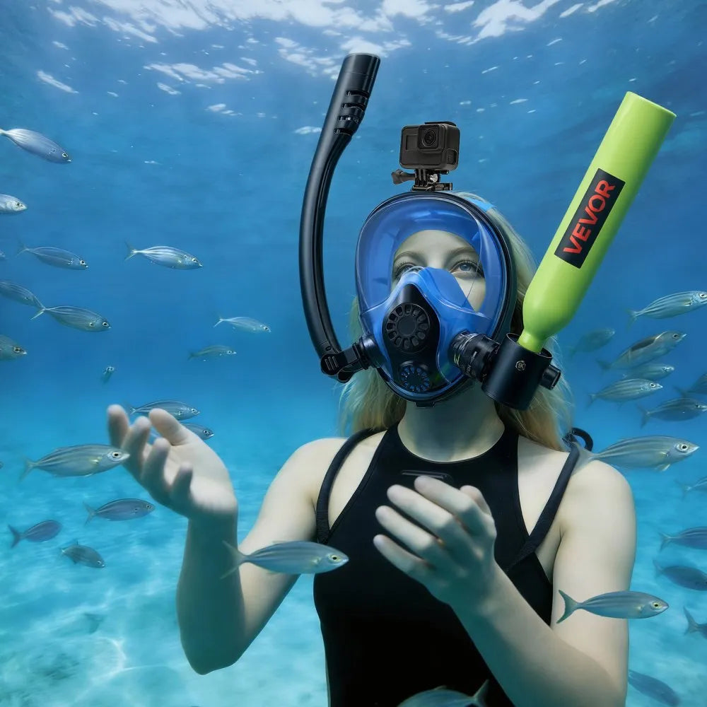 VEVOR Mini Scuba Tank, 0.5L Portable Diving Tank for Underwater Breathing, Reusable Lung Diving Cylinder up to 10 Minutes Dive Time, Emergency Rescue Pony Bottle with Bag and Lanyard for Snorkeling