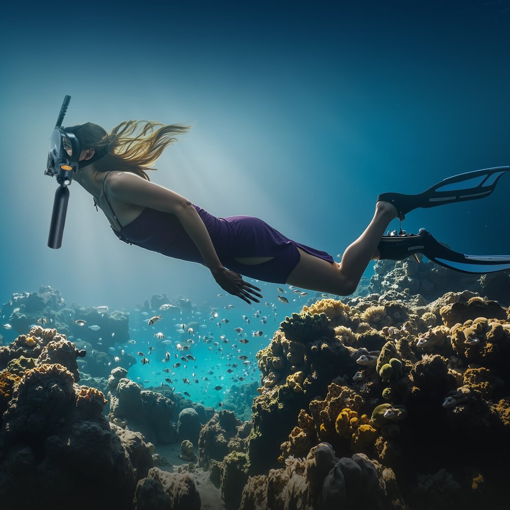 VEVOR Scuba Tank, 0.5L Portable Diving Tank, Diving Oxygen Cylinder Support 5-10 Minutes Underwater Breathing, 32.81 ft Diving Depth, Refillable Snorkel Air Tank Kit for Underwater Exploration Rescue