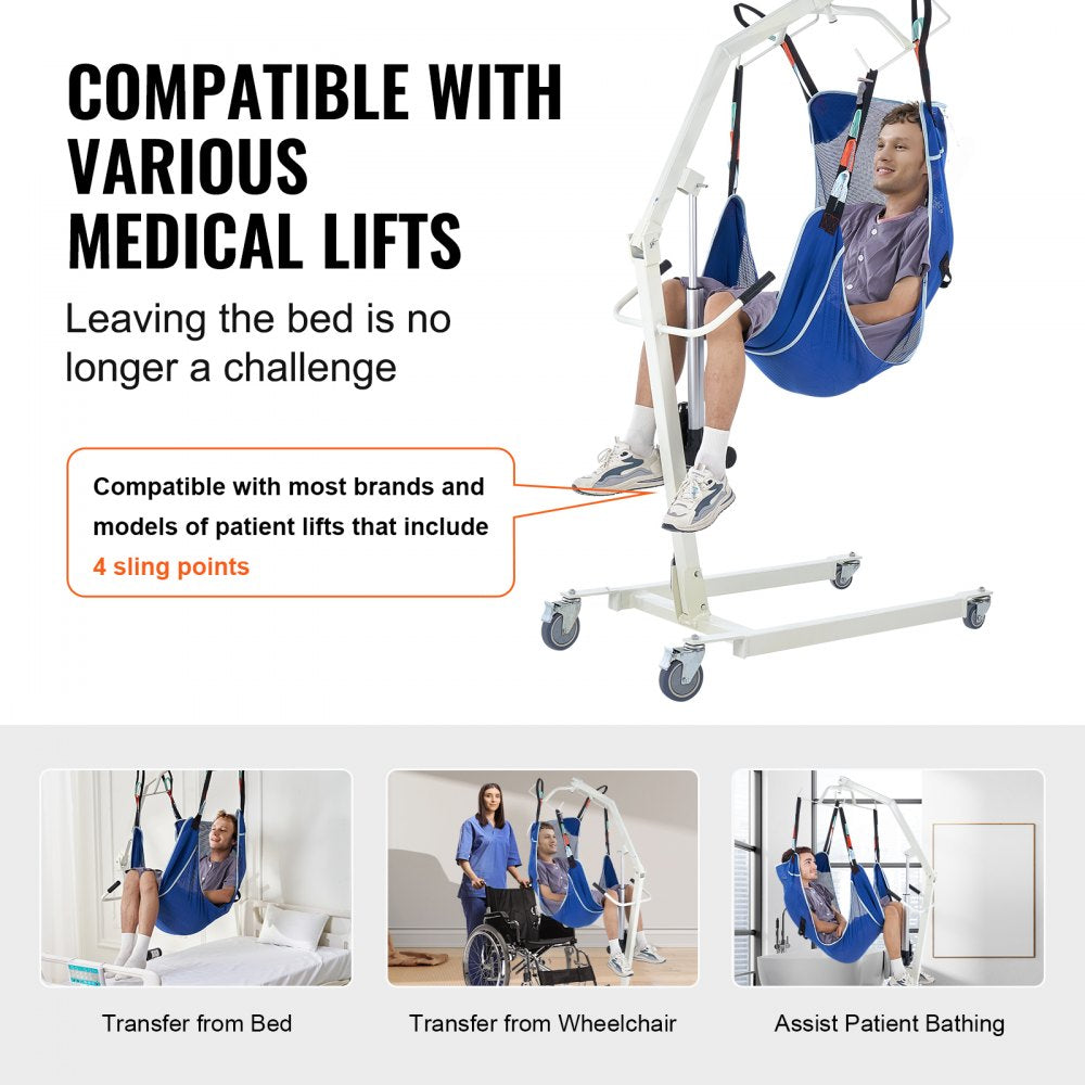 VEVOR Universal Full Body Patient Lift Sling - Large, Patient Lift Medical Sling for Easy Transfer and Bathing, Polyester Patient Aid Transfer Sling for Elderly, Disabled, Bedridden, 500LBS Capacity