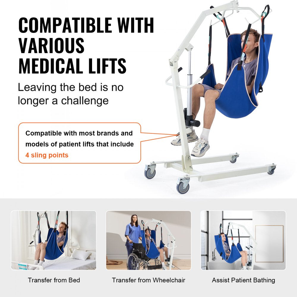 VEVOR Universal Full Body Patient Lift Sling - Medium, Patient Lift Medical Sling for Easy Transfer and Bathing, Polyester Patient Aid Transfer Sling for Elderly, Disabled, Bedridden, 600LBS Capacity