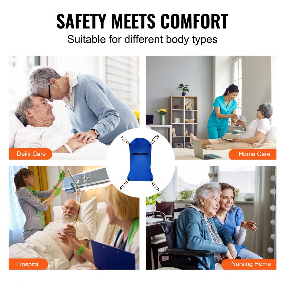 VEVOR Universal Full Body Patient Lift Sling -Small, Patient Lift Medical Sling for Easy Transfer and Bathing, Polyester Patient Aid Transfer Sling for Elderly, Disabled, Bedridden, 600LBS Capacity