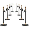 VEVOR Stanchion Post, 8 Pcs Crowd Control Barrier Set with 6 Black Velvet Ropes, Heavy Duty Stainless Steel Stanchion Post Queue with Hollow Base for Theater, Party, Wedding, Exhibition, Event (Black)
